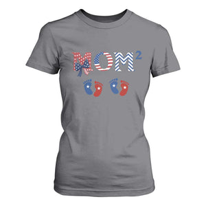 Patriotic Twin Mom Announcement American Flag Gift T Shirt For Women TS12 Charcoal Print Your Wear