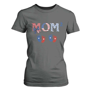 Patriotic Twin Mom Announcement American Flag Gift T Shirt For Women TS12 Dark Heather Print Your Wear