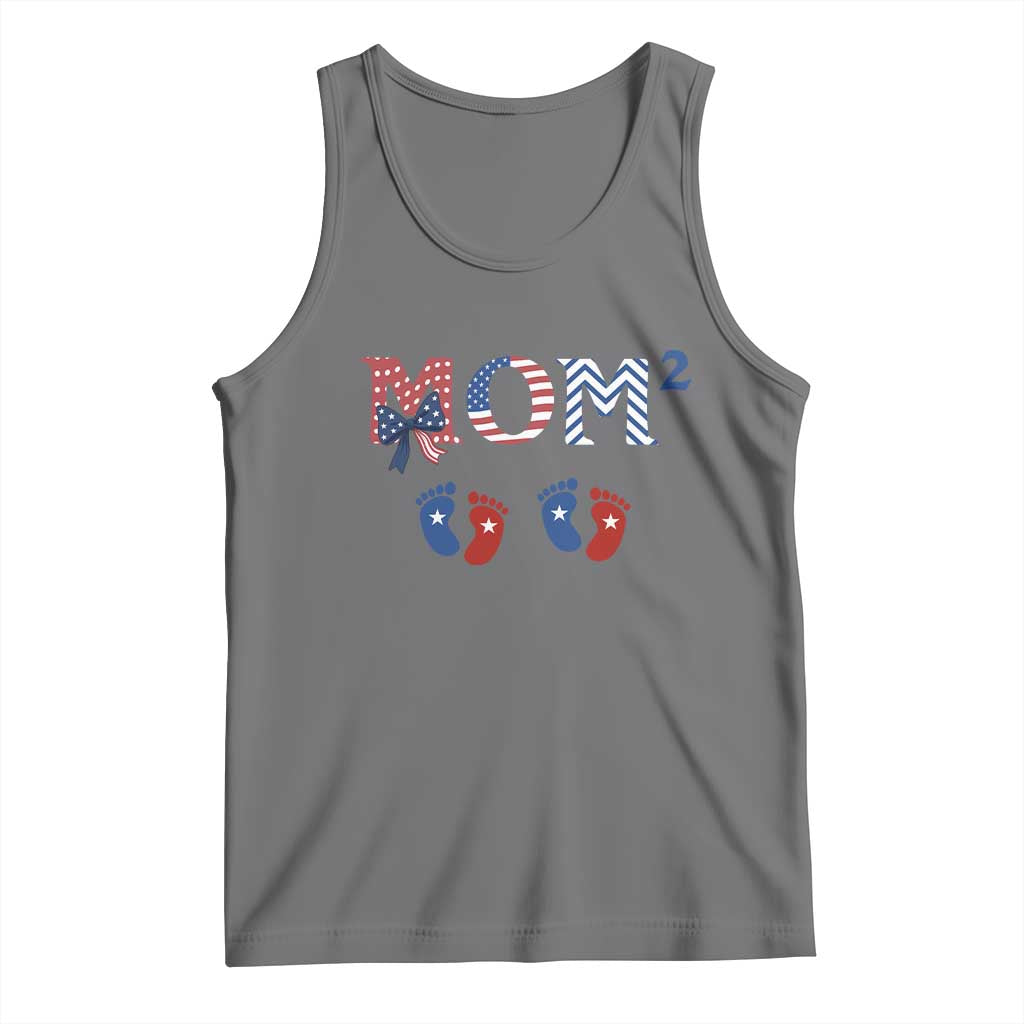Patriotic Twin Mom Announcement American Flag Gift Tank Top TS12 Black Heather Print Your Wear