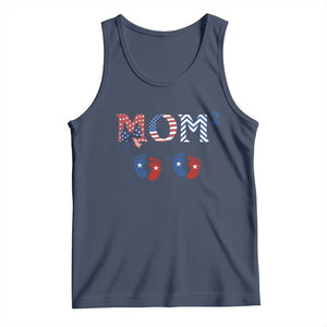 Patriotic Twin Mom Announcement American Flag Gift Tank Top TS12 Navy Print Your Wear