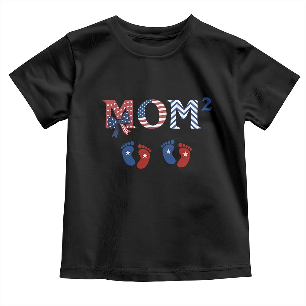 Patriotic Twin Mom Announcement American Flag Gift Toddler T Shirt TS12 Black Print Your Wear