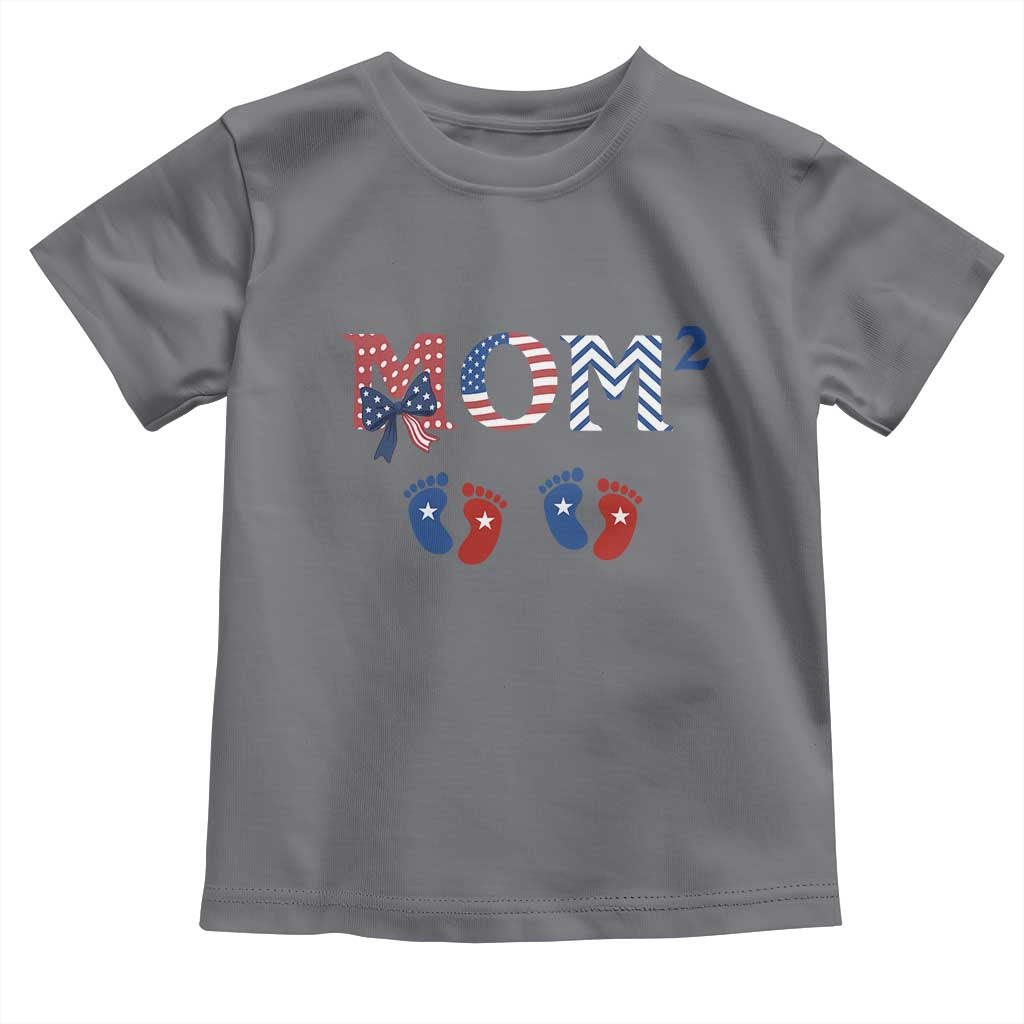 Patriotic Twin Mom Announcement American Flag Gift Toddler T Shirt TS12 Charcoal Print Your Wear