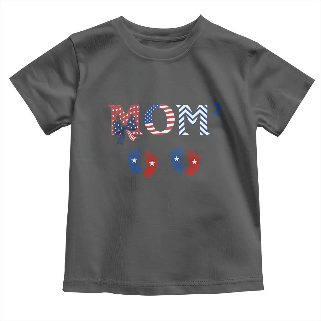 Patriotic Twin Mom Announcement American Flag Gift Toddler T Shirt TS12 Dark Heather Print Your Wear