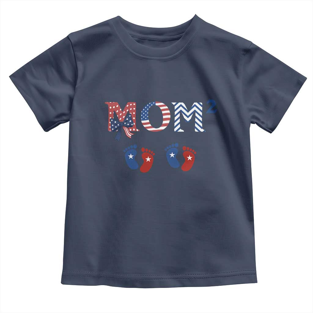 Patriotic Twin Mom Announcement American Flag Gift Toddler T Shirt TS12 Navy Print Your Wear