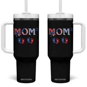 Patriotic Twin Mom Announcement American Flag Gift Tumbler With Handle TS12 One Size: 40 oz Black Print Your Wear