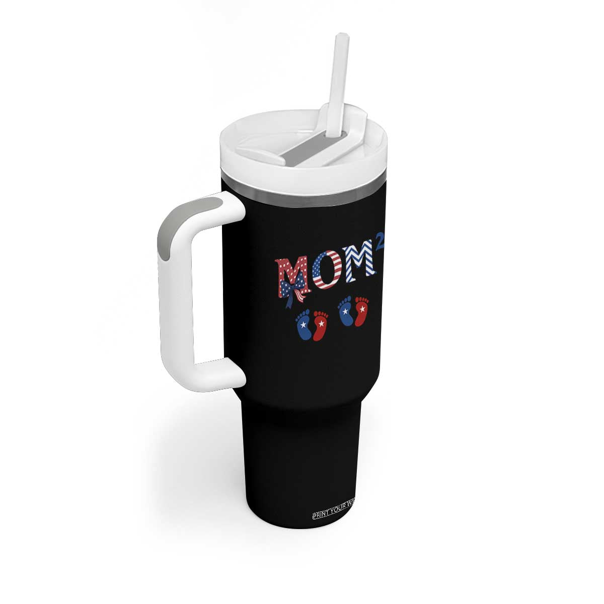 Patriotic Twin Mom Announcement American Flag Gift Tumbler With Handle TS12 Print Your Wear