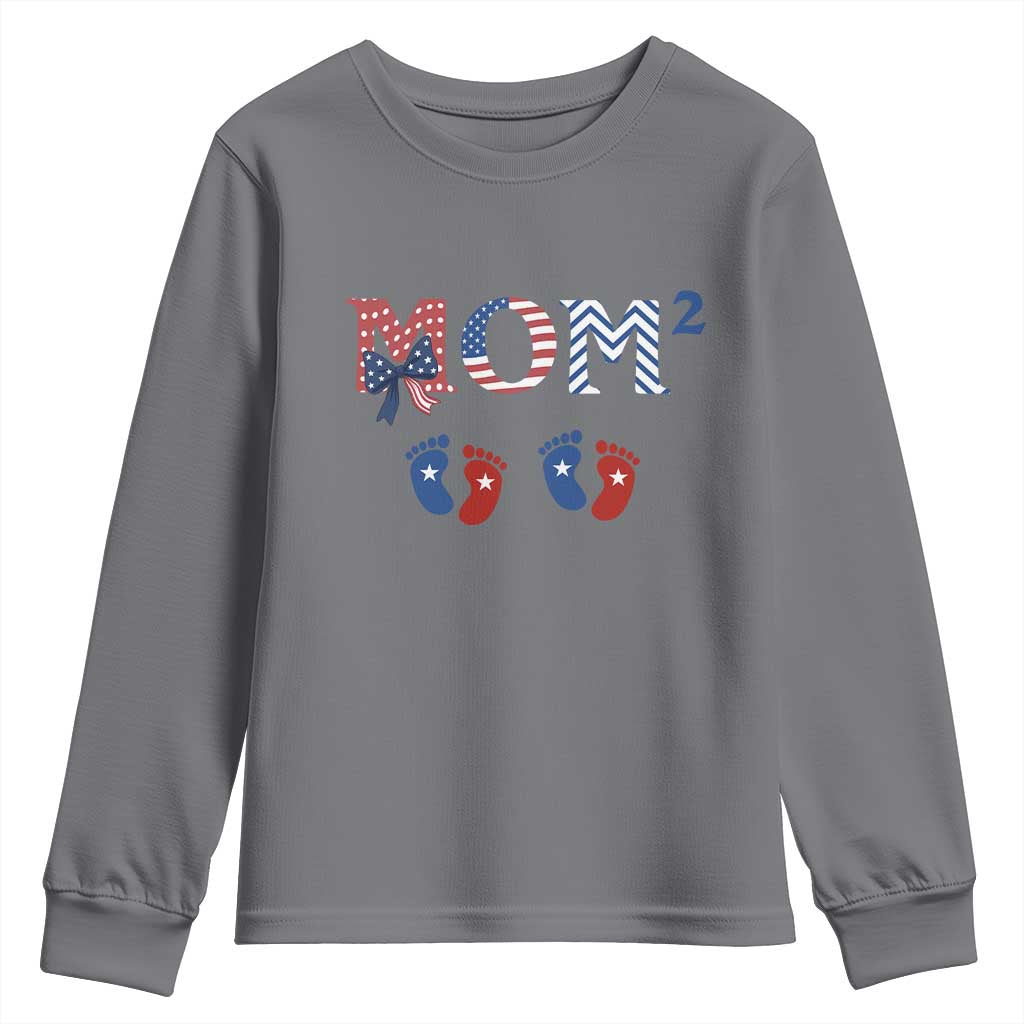 Patriotic Twin Mom Announcement American Flag Gift Youth Sweatshirt TS12 Charcoal Print Your Wear