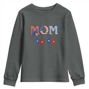 Patriotic Twin Mom Announcement American Flag Gift Youth Sweatshirt TS12 Dark Heather Print Your Wear