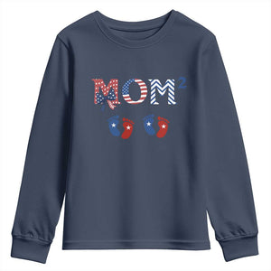 Patriotic Twin Mom Announcement American Flag Gift Youth Sweatshirt TS12 Navy Print Your Wear