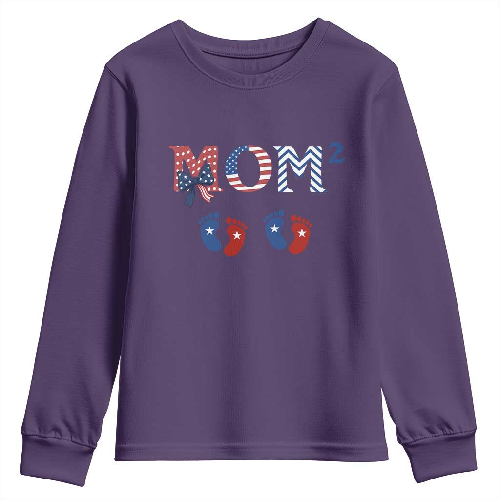 Patriotic Twin Mom Announcement American Flag Gift Youth Sweatshirt TS12 Purple Print Your Wear