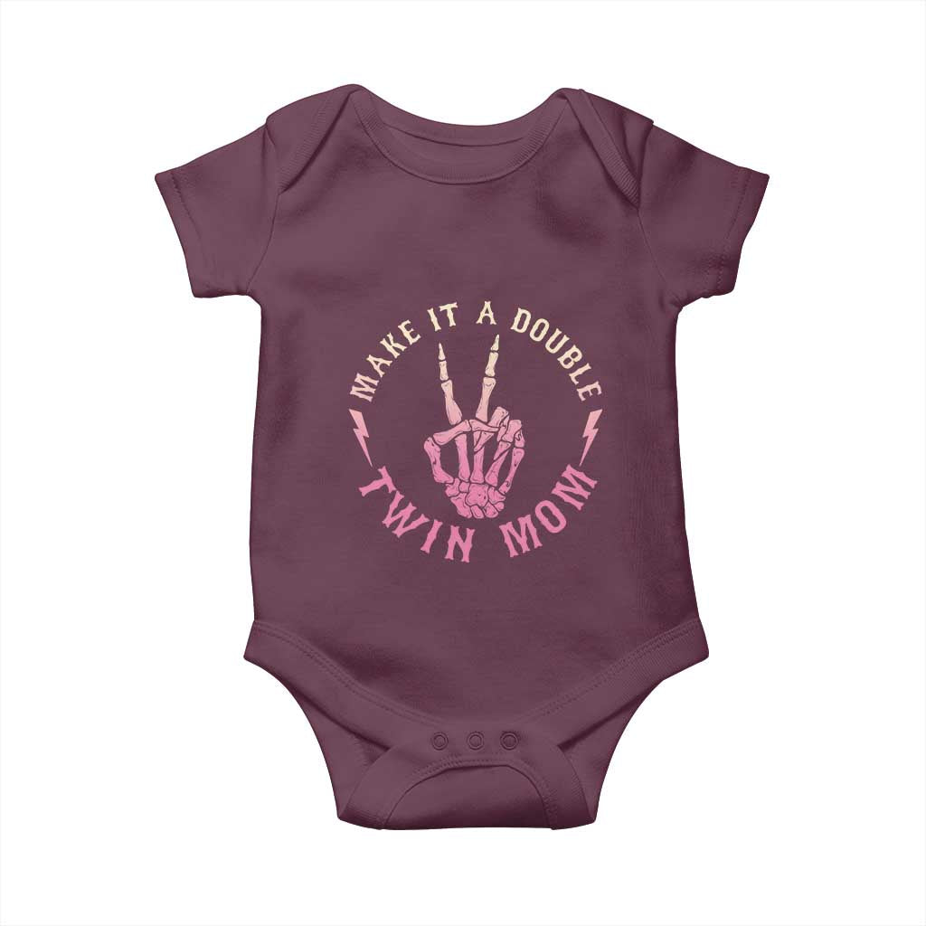 Twin Mom Baby Onesie Make It A Double Expecting Twins Mothers Day TS12 Maroon Print Your Wear