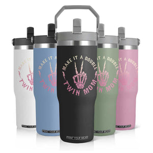 Twin Mom Flip Straw Tumbler Make It A Double Expecting Twins Mothers Day TS12 Print Your Wear