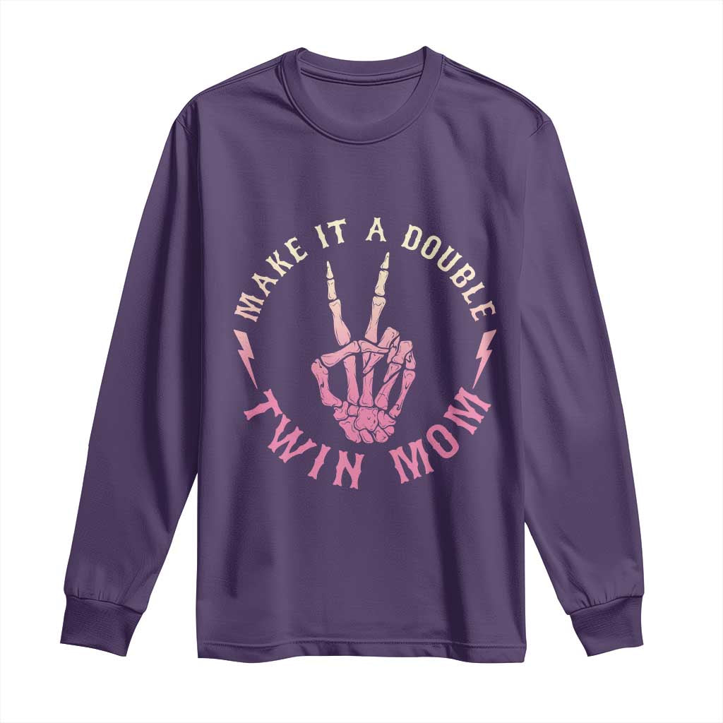 Twin Mom Long Sleeve Shirt Make It A Double Expecting Twins Mothers Day TS12 Purple Print Your Wear