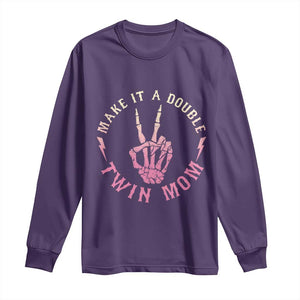 Twin Mom Long Sleeve Shirt Make It A Double Expecting Twins Mothers Day TS12 Purple Print Your Wear