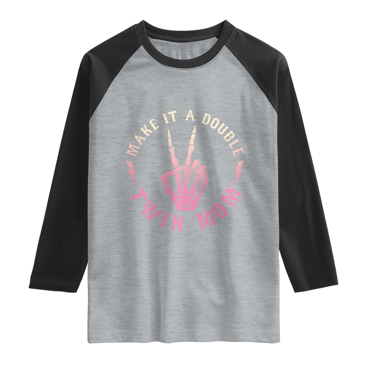 Twin Mom Raglan Shirt Make It A Double Expecting Twins Mothers Day TS12 Heather Gray Black Print Your Wear