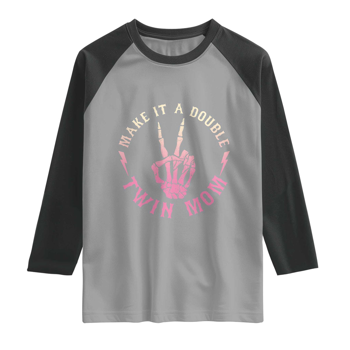 Twin Mom Raglan Shirt Make It A Double Expecting Twins Mothers Day TS12 Sport Gray Black Print Your Wear