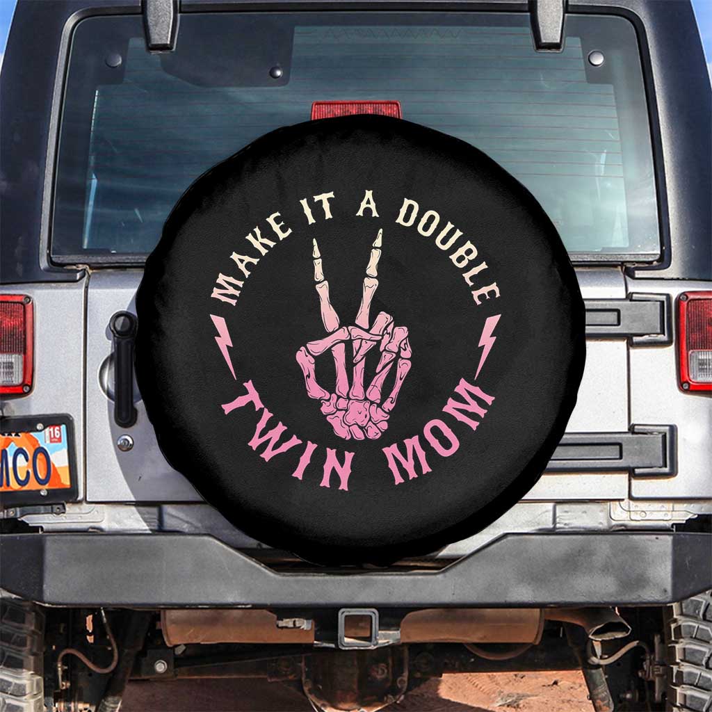 Twin Mom Spare Tire Cover Make It A Double Expecting Twins Mothers Day TS12 No hole Black Print Your Wear