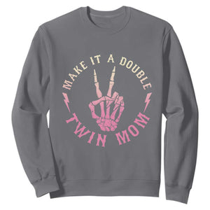 Twin Mom Sweatshirt Make It A Double Expecting Twins Mothers Day TS12 Charcoal Print Your Wear
