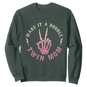 Twin Mom Sweatshirt Make It A Double Expecting Twins Mothers Day TS12 Dark Forest Green Print Your Wear