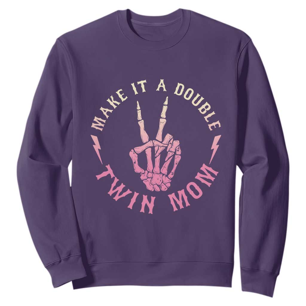 Twin Mom Sweatshirt Make It A Double Expecting Twins Mothers Day TS12 Purple Print Your Wear