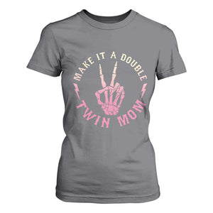 Twin Mom T Shirt For Women Make It A Double Expecting Twins Mothers Day TS12 Charcoal Print Your Wear
