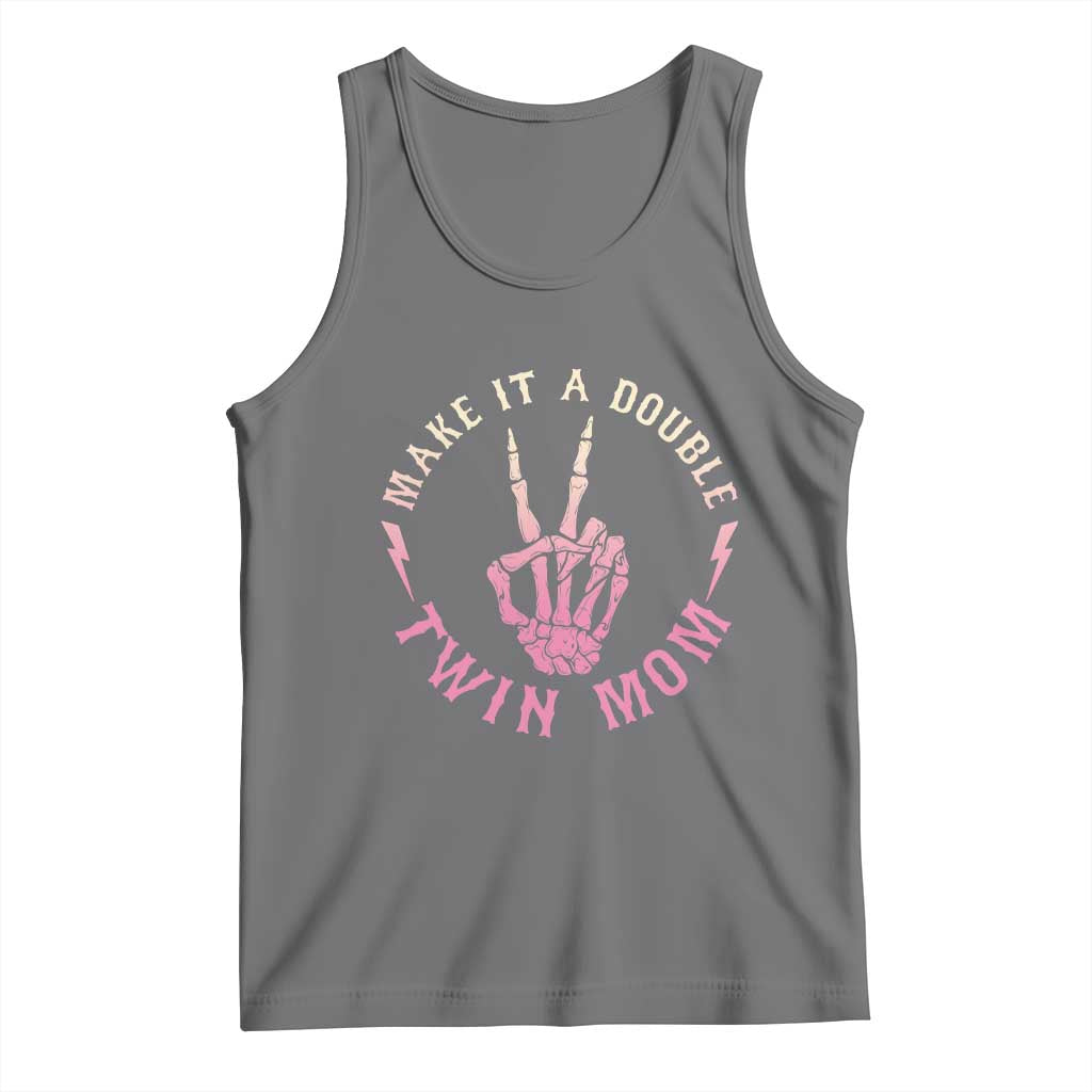 Twin Mom Tank Top Make It A Double Expecting Twins Mothers Day TS12 Black Heather Print Your Wear