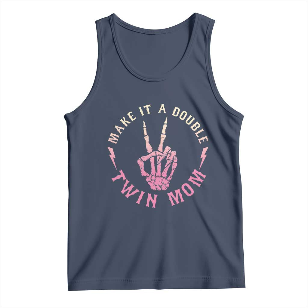 Twin Mom Tank Top Make It A Double Expecting Twins Mothers Day TS12 Navy Print Your Wear