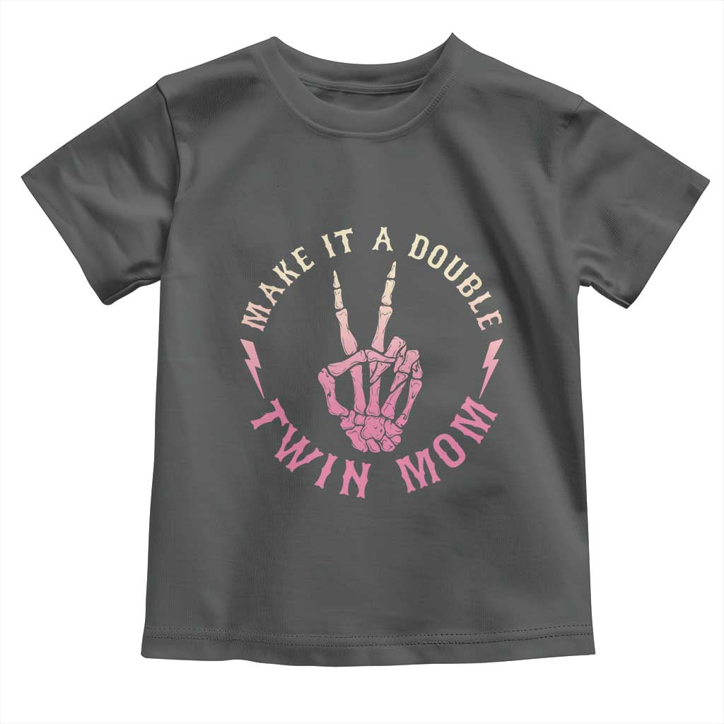 Twin Mom Toddler T Shirt Make It A Double Expecting Twins Mothers Day TS12 Dark Heather Print Your Wear