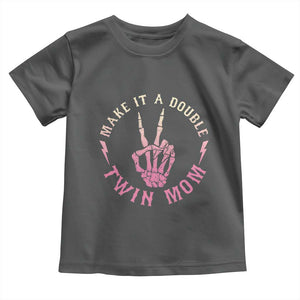Twin Mom Toddler T Shirt Make It A Double Expecting Twins Mothers Day TS12 Dark Heather Print Your Wear
