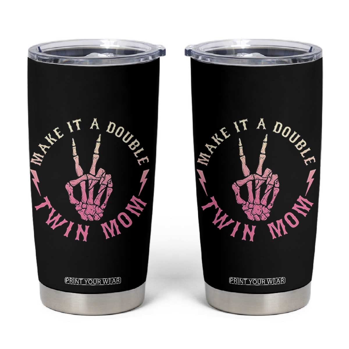 Twin Mom Tumbler Cup Make It A Double Expecting Twins Mothers Day TS12 Black Print Your Wear