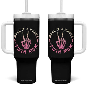 Twin Mom Tumbler With Handle Make It A Double Expecting Twins Mothers Day TS12 One Size: 40 oz Black Print Your Wear