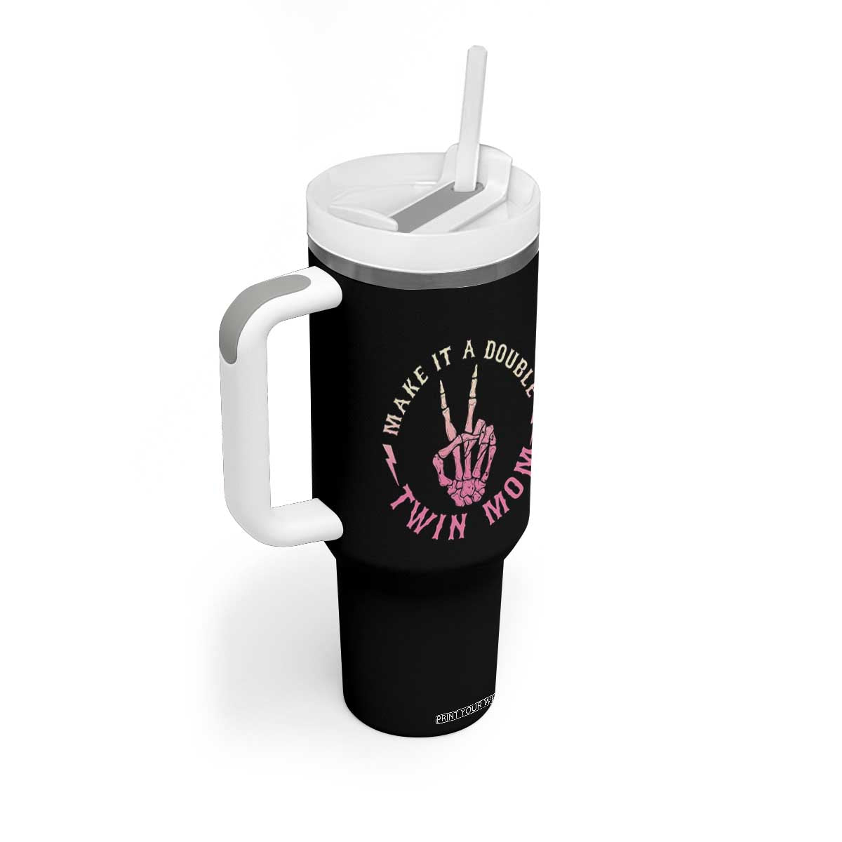 Twin Mom Tumbler With Handle Make It A Double Expecting Twins Mothers Day TS12 Print Your Wear
