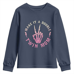 Twin Mom Youth Sweatshirt Make It A Double Expecting Twins Mothers Day TS12 Navy Print Your Wear