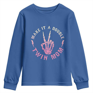 Twin Mom Youth Sweatshirt Make It A Double Expecting Twins Mothers Day TS12 Royal Blue Print Your Wear