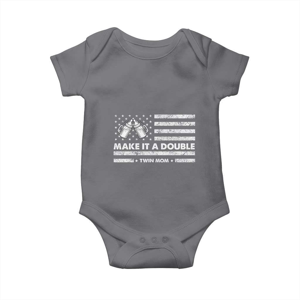 Twin Mom Baby Onesie Make It A Double Patriotic USA Flag Gift TS12 Charcoal Print Your Wear