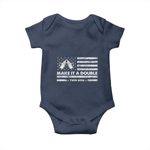 Twin Mom Baby Onesie Make It A Double Patriotic USA Flag Gift TS12 Navy Print Your Wear