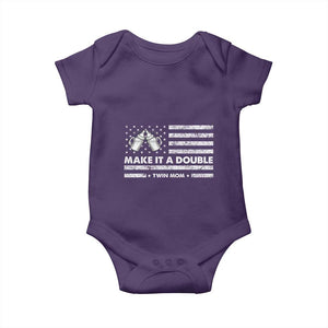 Twin Mom Baby Onesie Make It A Double Patriotic USA Flag Gift TS12 Purple Print Your Wear