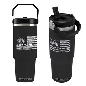 Twin Mom Flip Straw Tumbler Make It A Double Patriotic USA Flag Gift TS12 One Size: 30 oz Black Print Your Wear