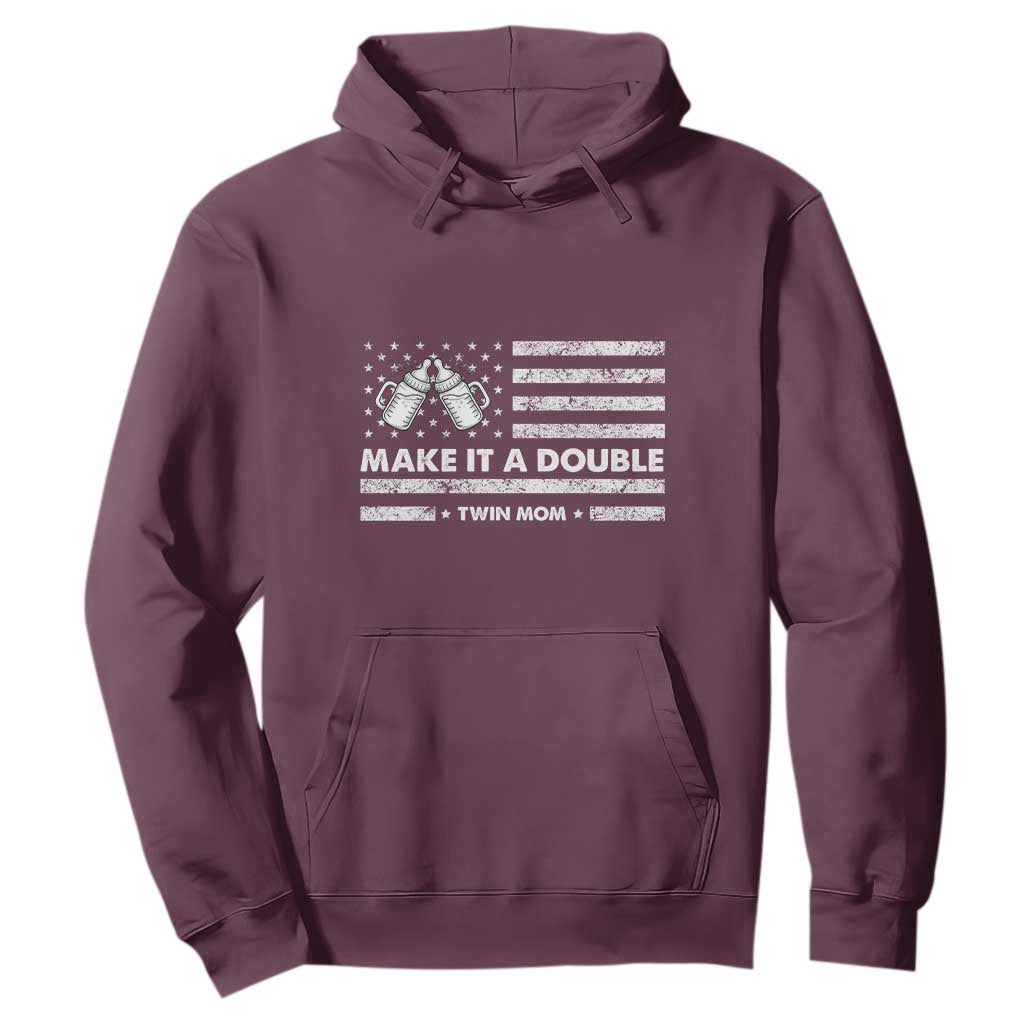 Twin Mom Hoodie Make It A Double Patriotic USA Flag Gift TS12 Maroon Print Your Wear