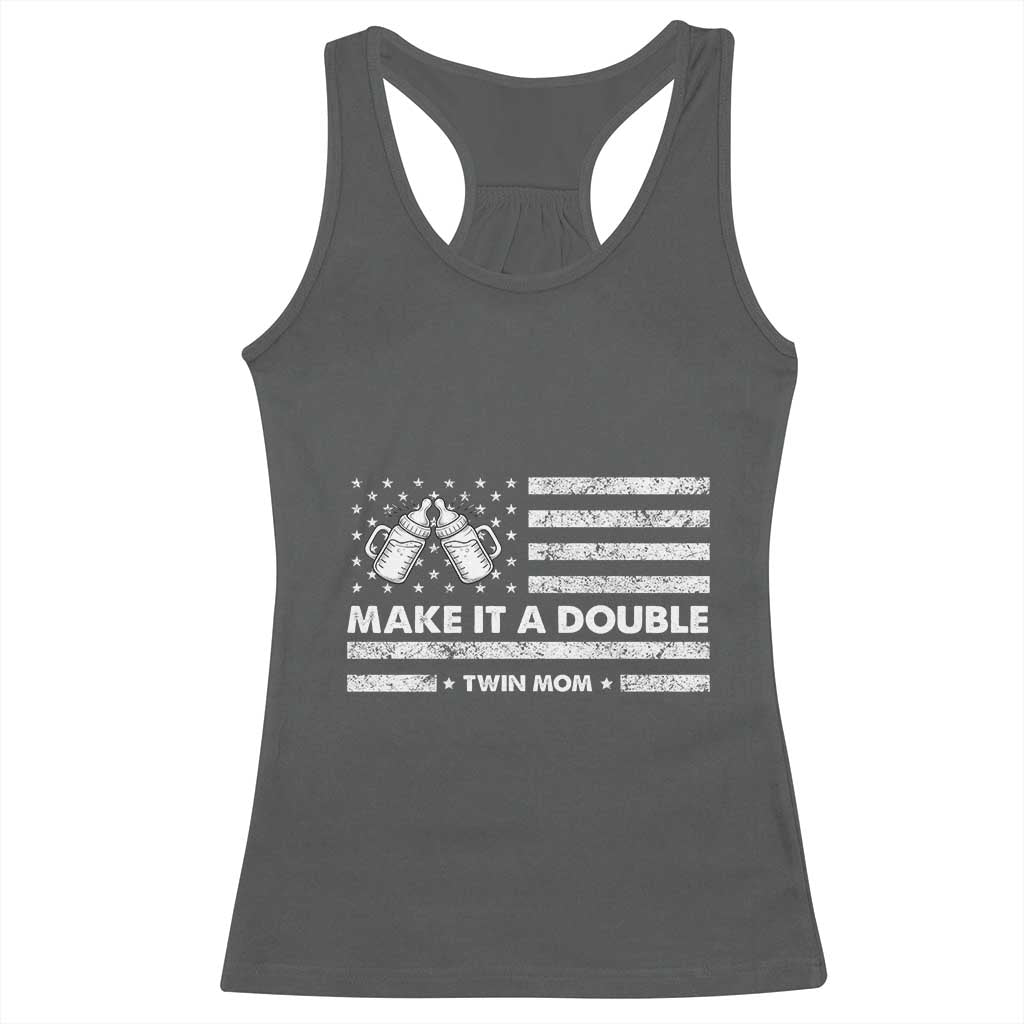 Twin Mom Racerback Tank Top Make It A Double Patriotic USA Flag Gift TS12 Dark Heather Print Your Wear