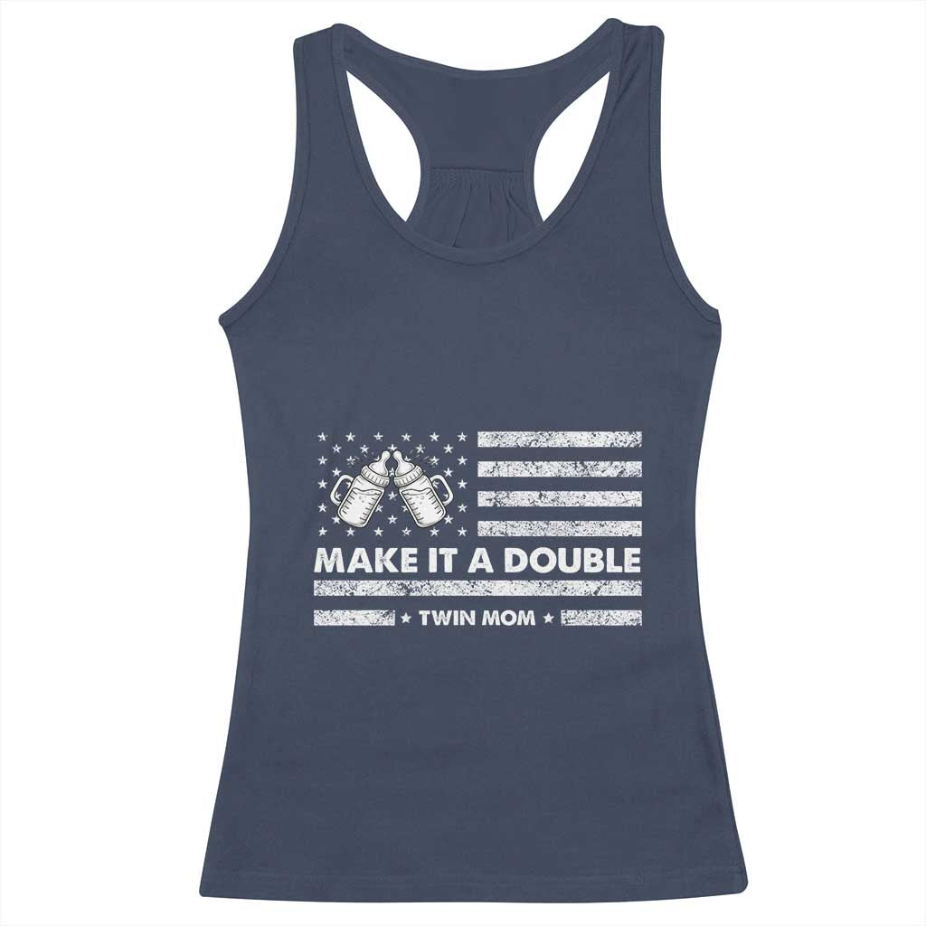 Twin Mom Racerback Tank Top Make It A Double Patriotic USA Flag Gift TS12 Navy Print Your Wear