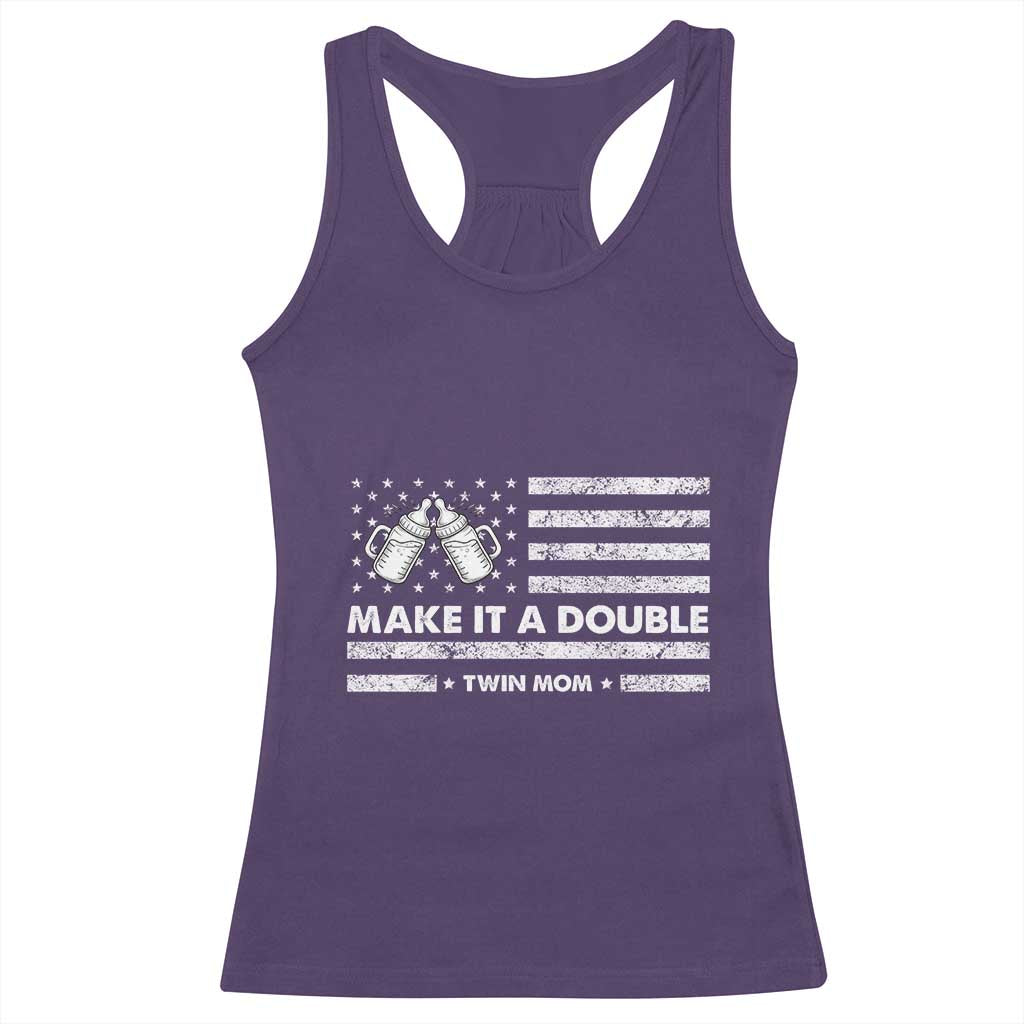 Twin Mom Racerback Tank Top Make It A Double Patriotic USA Flag Gift TS12 Purple Print Your Wear