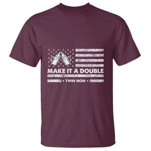 Twin Mom T Shirt Make It A Double Patriotic USA Flag Gift TS12 Maroon Print Your Wear