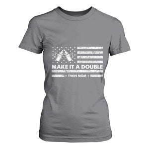 Twin Mom T Shirt For Women Make It A Double Patriotic USA Flag Gift TS12 Charcoal Print Your Wear