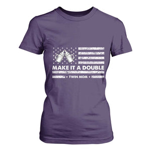 Twin Mom T Shirt For Women Make It A Double Patriotic USA Flag Gift TS12 Purple Print Your Wear
