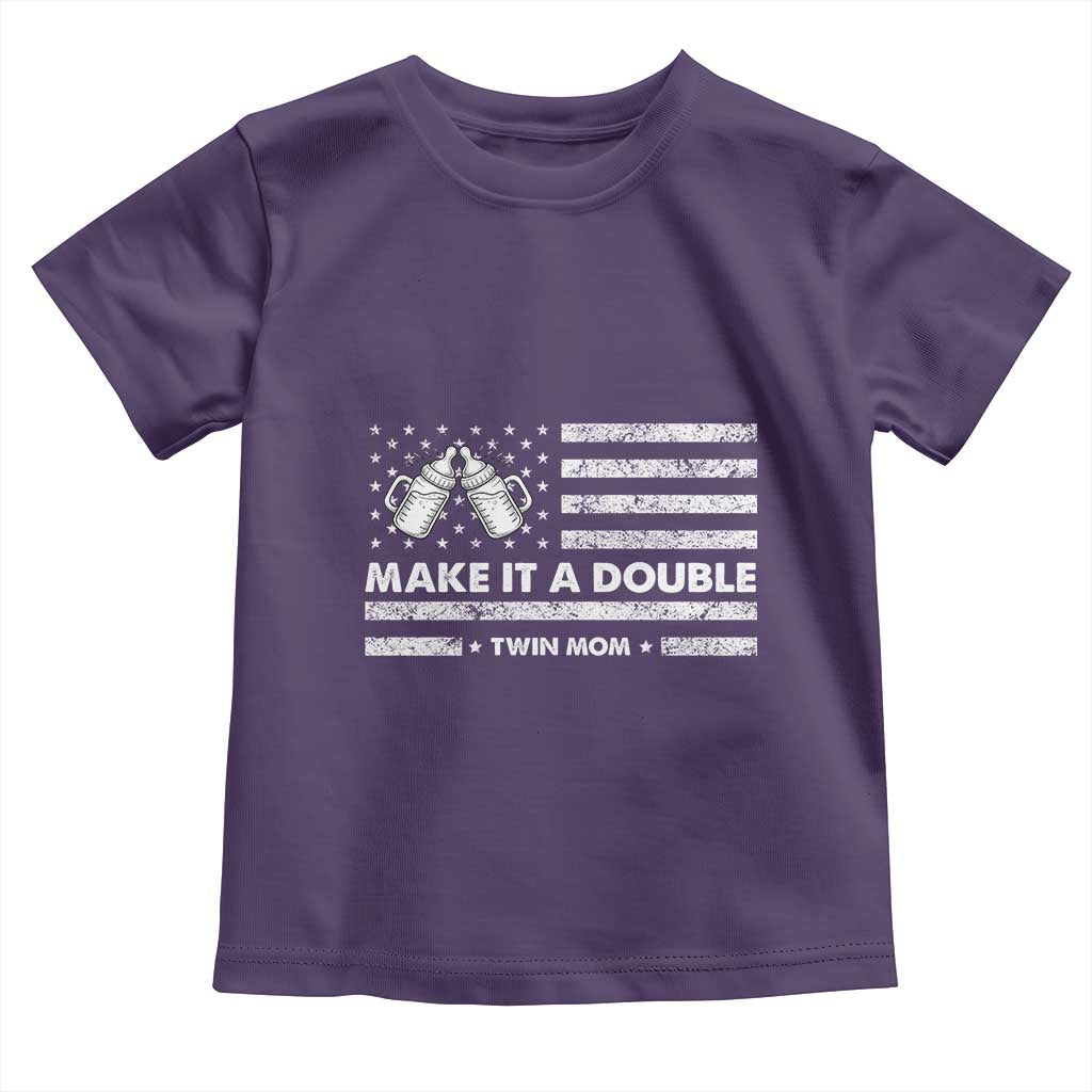 Twin Mom Toddler T Shirt Make It A Double Patriotic USA Flag Gift TS12 Purple Print Your Wear