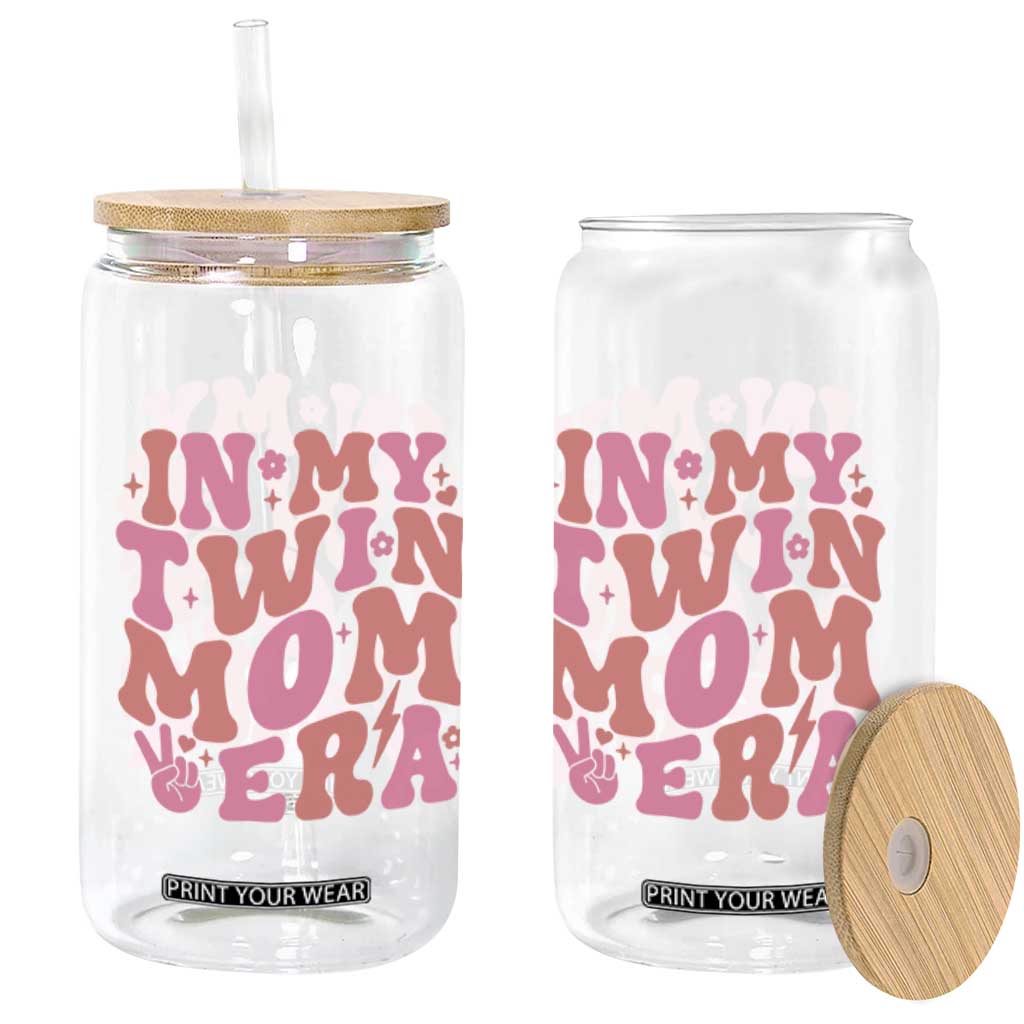 In My Twin Mom Era Glass Can Funny Mama Twin Pregnancy Announcement TS12 Print Your Wear