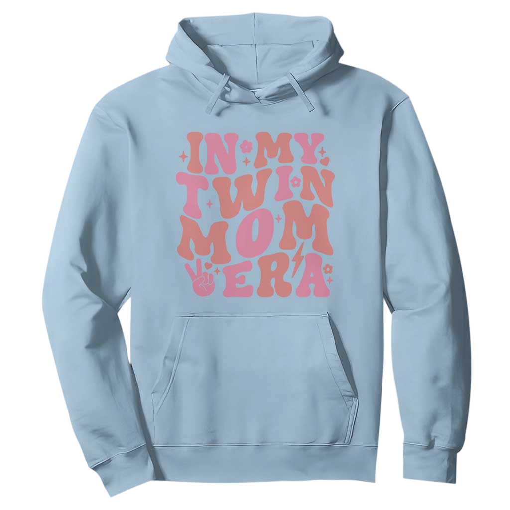 In My Twin Mom Era Hoodie Funny Mama Twin Pregnancy Announcement TS12 Light Blue Print Your Wear