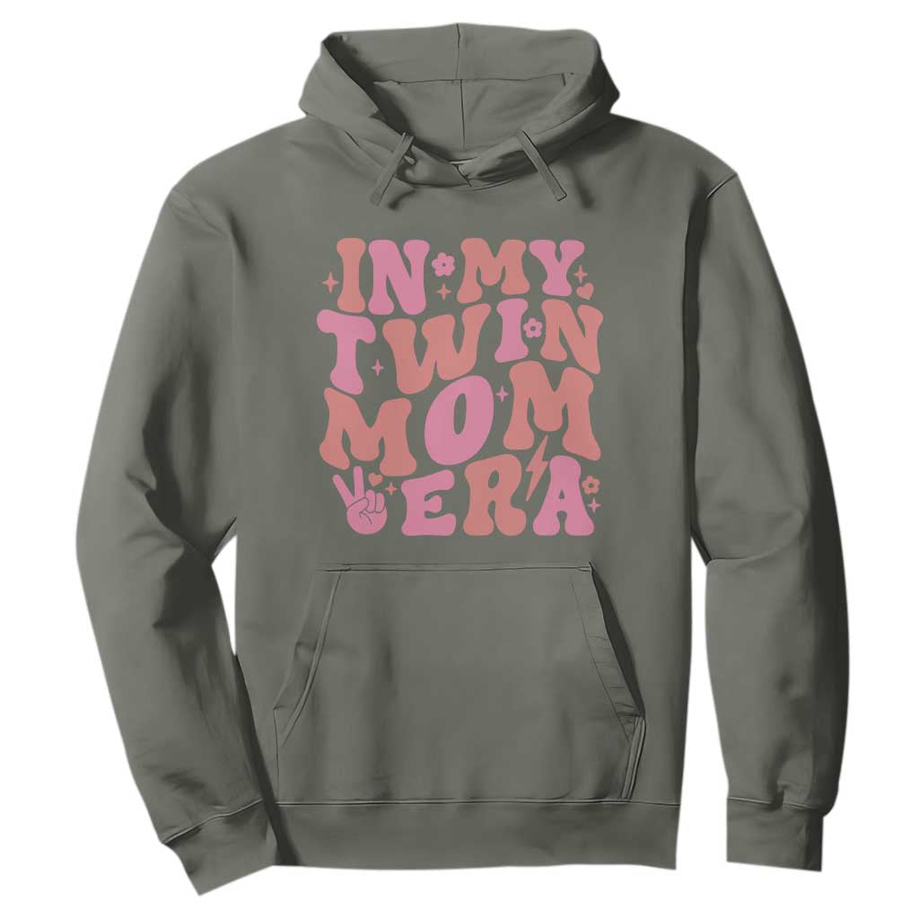 In My Twin Mom Era Hoodie Funny Mama Twin Pregnancy Announcement TS12 Military Green Print Your Wear