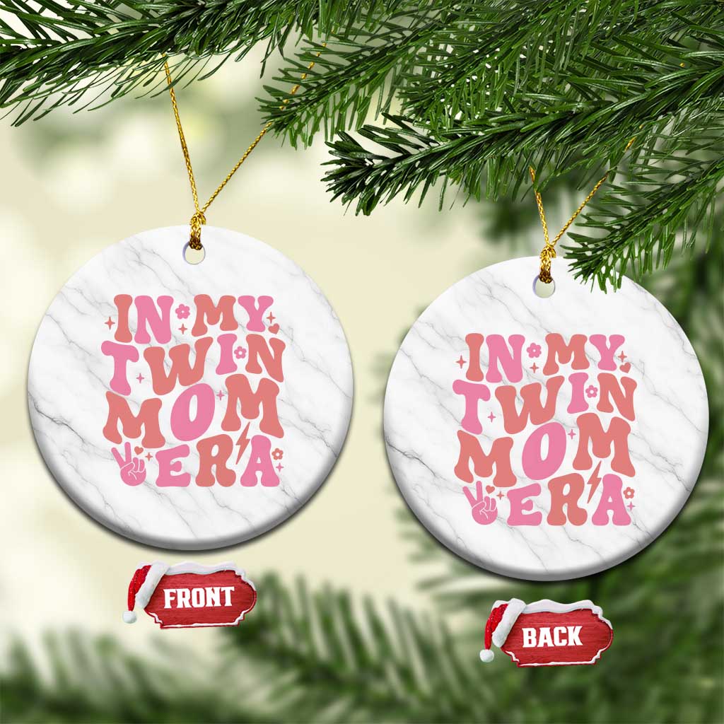 In My Twin Mom Era Ceramic Ornament Funny Mama Twin Pregnancy Announcement TS12 1pc White Marble Print Your Wear